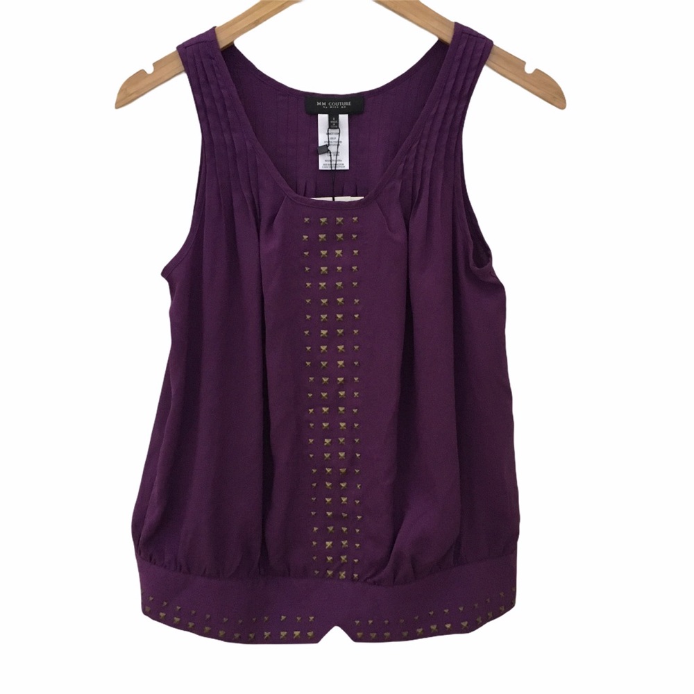 MM Couture Sleeveless Embellished Top Purple Small